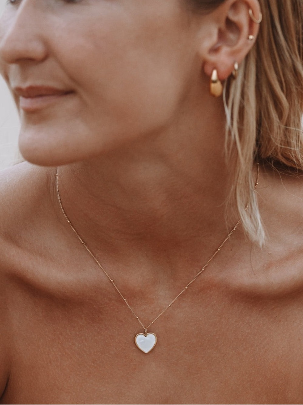 Atolea Heart Love Necklace Waterproof 18” Stainless Steel Gold Coated